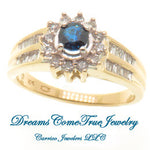 10K Yellow Gold Ladies Sapphire with Diamond Accent Ring