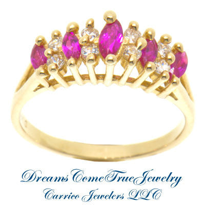 Ruby and Diamond Ladies Cocktail Ring 14K Yellow Gold