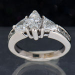 14K White Gold Ladies 1.20 CTW Marquise and Tringular Cut Diamond Ring