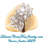 1.35 CTW Ladies Diamond Cluster Cocktail 14K Yellow Gold Ring