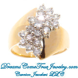 1.35 CTW Ladies Diamond Cluster Cocktail 14K Yellow Gold Ring