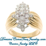 1.54 CTW Ladies 14K Yellow Gold Diamond Cluster / Coctail Ring