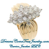 1.54 CTW Ladies 14K Yellow Gold Diamond Cluster / Coctail Ring