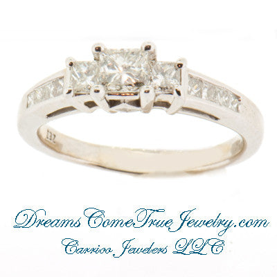 0.73 CTW 3 Princess Diamond Past Present Future 14K Gold Ring