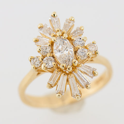 14K Yellow Gold Ladies Diamond Ring