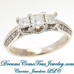1.35 CTTW 3 Princess Diamond Past Present Future 14K Gold Ring
