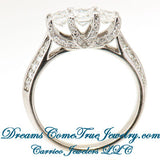 14K Gold 1.35 CTW Ladies 3 Princess Cut Diamond Past Present Future Ring