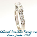 14K Gold 1.35 CTW Ladies 3 Princess Cut Diamond Past Present Future Ring
