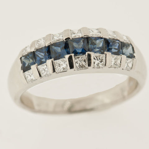 14K Gold Ladies Diamond and Sapphire Ring