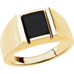 14K Yellow Natural Black Onyx Bezel-Set Ring