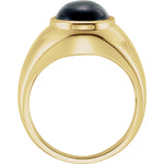 14K Yellow Natural Black Onyx Bezel-Set Ring