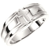 14K or Sterling Silver Cross Band 8mm