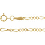 14K Solid Gold Figaro Chain 1.28 mm