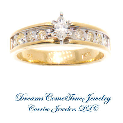 0.71 ctw Marquise Diamond 14K Yellow Gold Engagement Ring