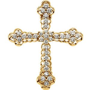 14K Gold 1 CTW Diamond Cross Pendant