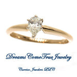 14K Gold 0.28 Carat Pear Shape Diamond Engagement Ring