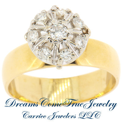 0.50 ctw Ladies 8 Diamond Cluster Ring 14K Yellow Gold