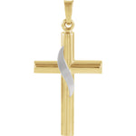 14K Yellow and White Cross Pendant in 2 Sizes
