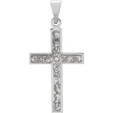 14K Gold Floral Cross Pendant in 4 Sizes