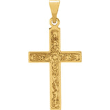 14K Gold Floral Cross Necklace in 4 Sizes