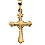 14K Gold or Platinum Decorative Cross Pendant in 2 Sizes