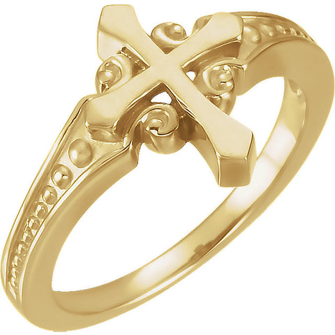 14K Gold or Sterling Silver Chastity Purity Cross Ring