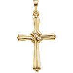 14K Gold or Platinum Decorative Cross Pendant in 3 Sizes
