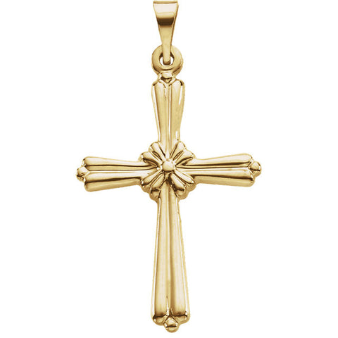 14K Gold or Platinum Decorative Cross Pendant in 3 Sizes