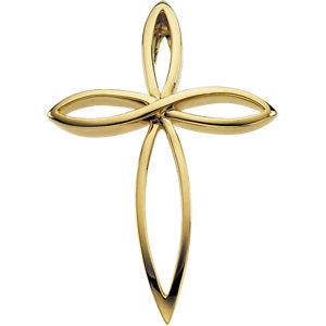 14K Gold or Sterling Silver Cross Pendant 36.5 x 26.25mm
