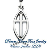 Sterling Silver Ichthus(Fish) & Cross Pendant in 3 Sizes