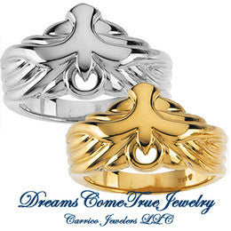 Holy Spirit Dove Ring in White or Yellow Gold