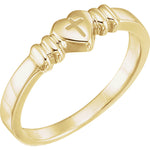 14K Gold or Sterling Silver Heart with Cross Design Chastity Ring