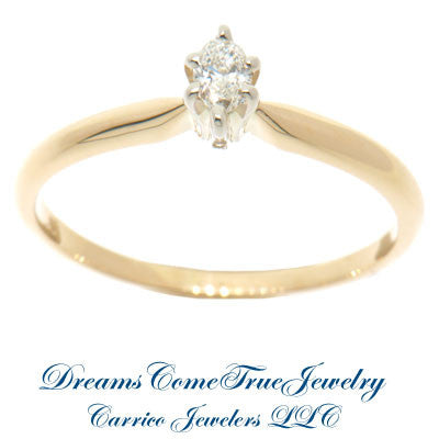 14K Gold 0.09 Carat Marquise Diamond Engagement Ring