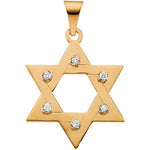 14K Gold Star of David Pendant with 6 Diamonds