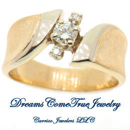 14K Gold Ladies Diamond Ring with Accents