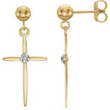14K Gold 0.01 CTW Diamond Cross Earrings