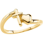 Chastity Ring Heart and Cross 14K Gold