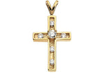 14K Yellow Gold Diamond Cross Pendant with Accent