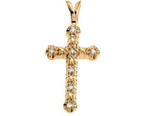 14K Yellow Gold Diamond Cross Pendant with Accent